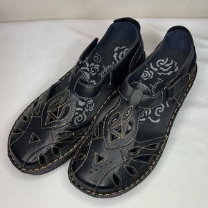 Propet Jenna WSA003L Black Leather Casual Sandals  Size 7 M